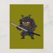 Tough Coconut Samurai Guardian Katana Illustration ポストカード (正面)