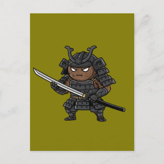 Tough Coconut Samurai Guardian Katana Illustration ポストカード