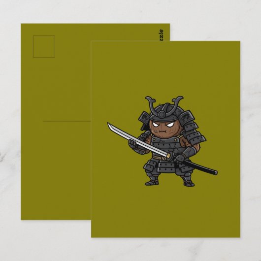 Tough Coconut Samurai Guardian Katana Illustration ポストカード (正面/裏面)
