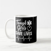 Tough Girls Save Lives Ems Paramedic Emt Stethosco コーヒーマグカップ (左)