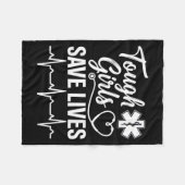 Tough Girls Save Lives Ems Paramedic Emt Stethosco フリースブランケット (正面(横))