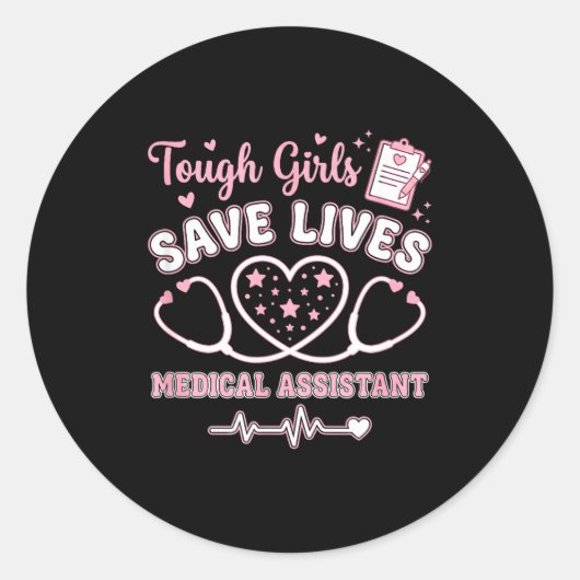 Tough Girls Save Lives Medical Istant ラウンドシール (正面)