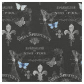 Toujoursパリの蝶コラージュの生地 ファブリック (クローズアップ)