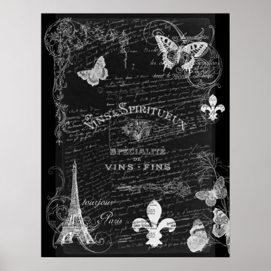 Toujours Paris Collage Art Poster ポスター (正面)