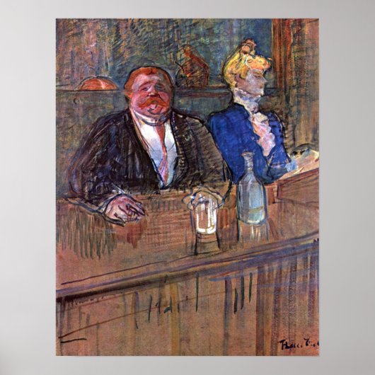 Toulouse-Laurec -カフェ(顧客とAnem... ポスター (正面)