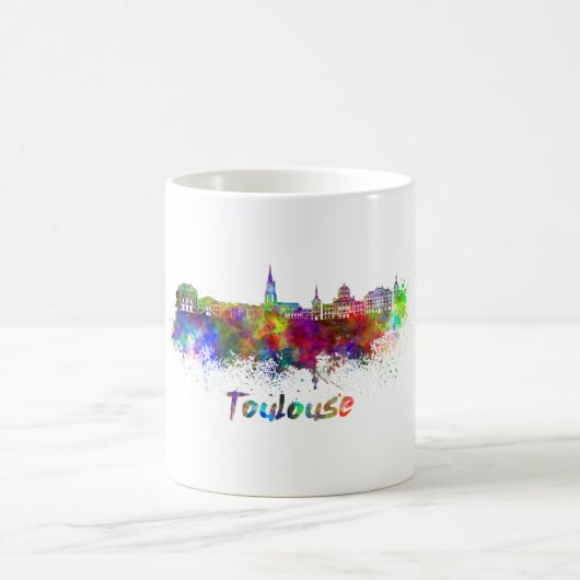 Toulouse skyline in watercolor コーヒーマグカップ (中央)
