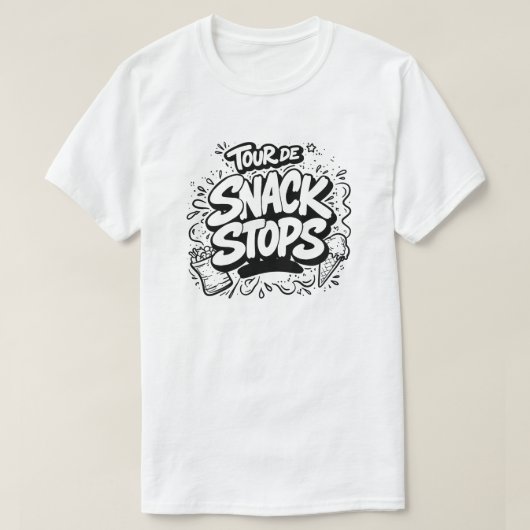 "Tour de Snack Stops" テキストTシャツ Tシャツ (デザイン正面)
