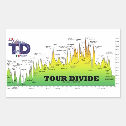 Tour Divide Elevation Profileステッカー 長方形シール (正面)