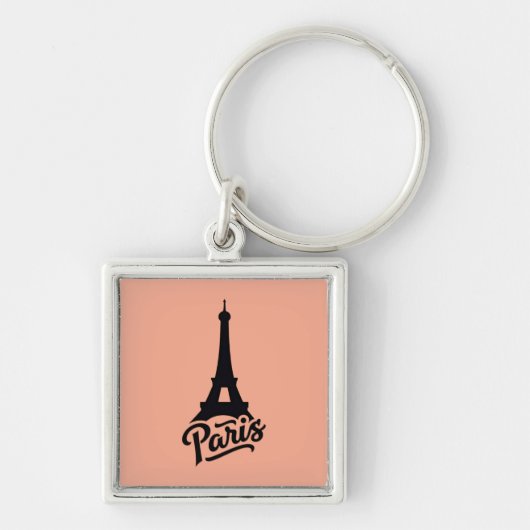 Tour Eiffel de Paris (France) en noir キーホルダー (正面)