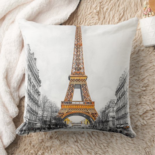 Tour Eiffel moderne 🌆 dans les rues de Paris クッション (ブランケット)