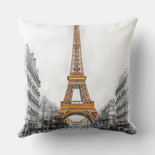 Tour Eiffel moderne 🌆 dans les rues de Paris クッション (裏面)