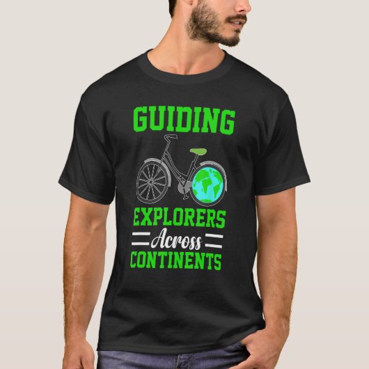 Tour Guide with Bike Cycling Guide Great Travel Gu Tシャツ (正面)