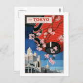 Tour Tokyo, Japan, travel poster, ポストカード (正面/裏面)