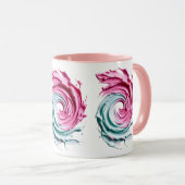 Tourbillon Abstrait en Rose et vert pastels. マグカップ (正面右)