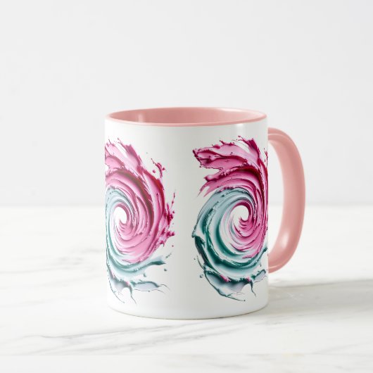 Tourbillon Abstrait en Rose et vert pastels. マグカップ (正面右)