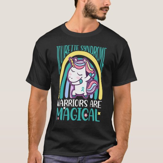 Tourette Syndrome Dabbing Magical Unicorn Teal Rib Tシャツ (正面)