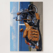 TOURING MOTORCYCLE BROWN SADDLE AND BAGS ジグソーパズル (縦)