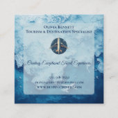 Tourism Profession Blue Sea Map Company Logo QR  スクエア名刺 (正面)