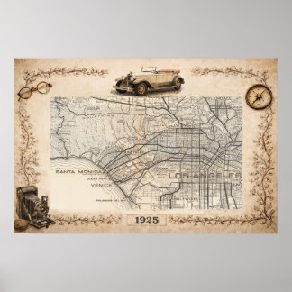 Tourist Road Map of the Westside of Los Angeles ポスター