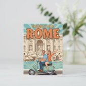 Tourists on Vespa in Rome Italy Postcard ポストカード (スタンド正面)