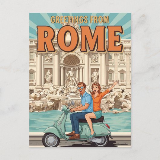Tourists on Vespa in Rome Italy Postcard ポストカード (正面)