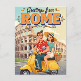 Tourists on Vespa in Rome Italy Postcard ポストカード