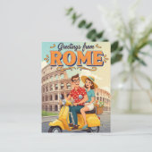 Tourists on Vespa in Rome Italy Postcard ポストカード (スタンド正面)
