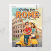 Tourists on Vespa in Rome Italy Postcard ポストカード (正面/裏面)