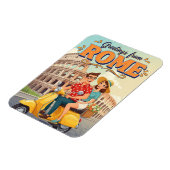 Tourists on Vespa in Rome Italy Postcard マグネット (左側)
