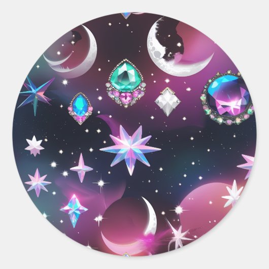 Tourmaline Opal Celestial Moon Luxury Aesthetic ラウンドシール (正面)