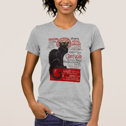 Tournee du Chat Noirのフランス人のアールヌーボーの黒猫 Tシャツ (正面)