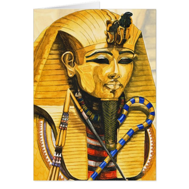 Toutankhamonの金ゴールドのマスクの水彩画 (正面)