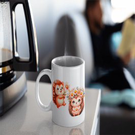  Tow cuteRomantic Floral Hedgehog Duo Illustration エスプレッソカップ