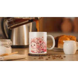  Tow cuteRomantic Floral Hedgehog Duo Illustration マグカップ