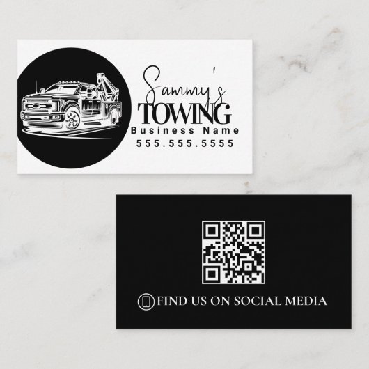Tow Truck Services QR Code Logo 名刺 (正面/裏面)