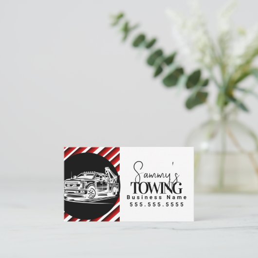 Tow Truck Services QR Code Logo 名刺 (スタンド正面)