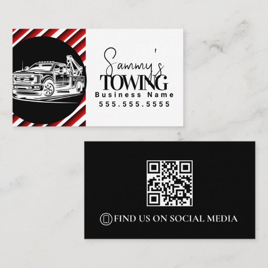 Tow Truck Services QR Code Logo 名刺 (正面/裏面)