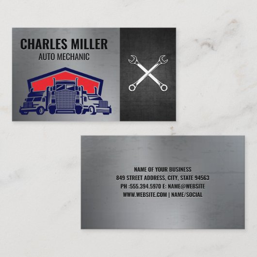 Tow Trucking | Wrenches | Auto Services 名刺 (正面/裏面)