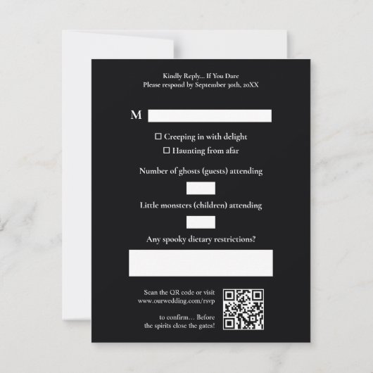 Toward Haunted Castle Wedding Couple Spooky Forest 出欠カード (裏面)