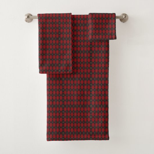 Towel set with a red and black checkered pattern バスタオルセット (インサイチュ)