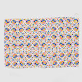 Towel with intricate, colorful geometric pattern  ゴルフタオル (横)