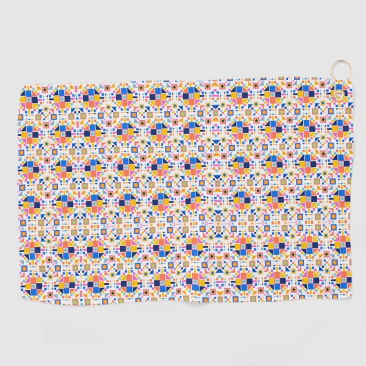 Towel with intricate, colorful geometric pattern  ゴルフタオル (横)