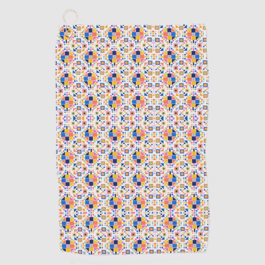 Towel with intricate, colorful geometric pattern  ゴルフタオル (正面)