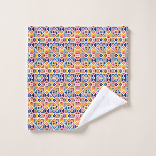 Towels featuring a vibrant mosaic pattern バスタオルセット (ウォッシュタオル)