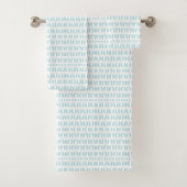 Towels with a light blue fish pattern hang neatly バスタオルセット