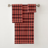 Towels with a red and black argyle pattern バスタオルセット (インサイチュ)