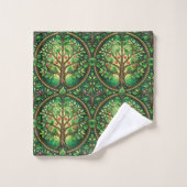 Towels with a vibrant tree of life pattern  バスタオルセット (ウォッシュタオル)