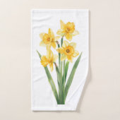 Towels with Spring Daffodils, Yellow Floral Design バスタオルセット (ハンドタオル)
