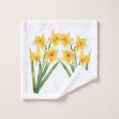 Towels with Spring Daffodils, Yellow Floral Design バスタオルセット (ウォッシュタオル)