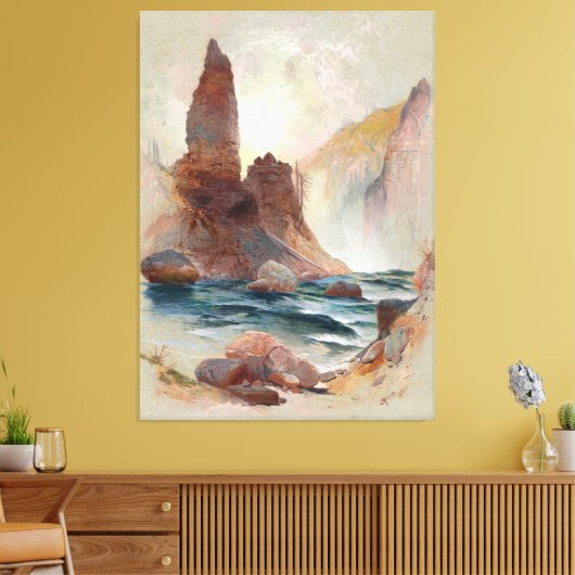 Tower at Tower Falls, Yellowstone キャンバスプリント (インサイチュ (リビング))